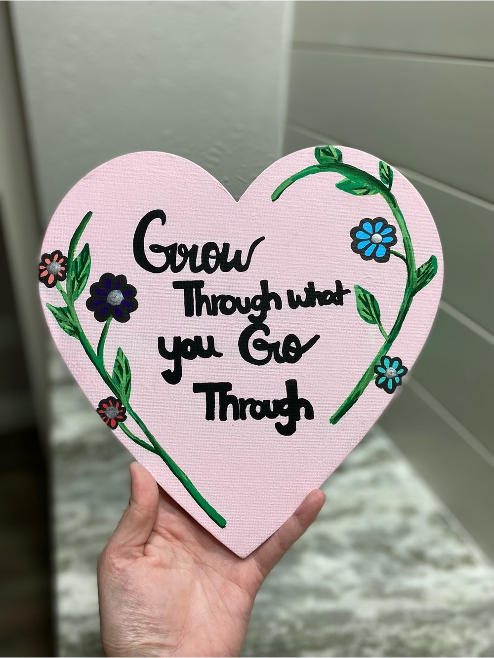 Heart-Shaped Pink Motivational Canvas